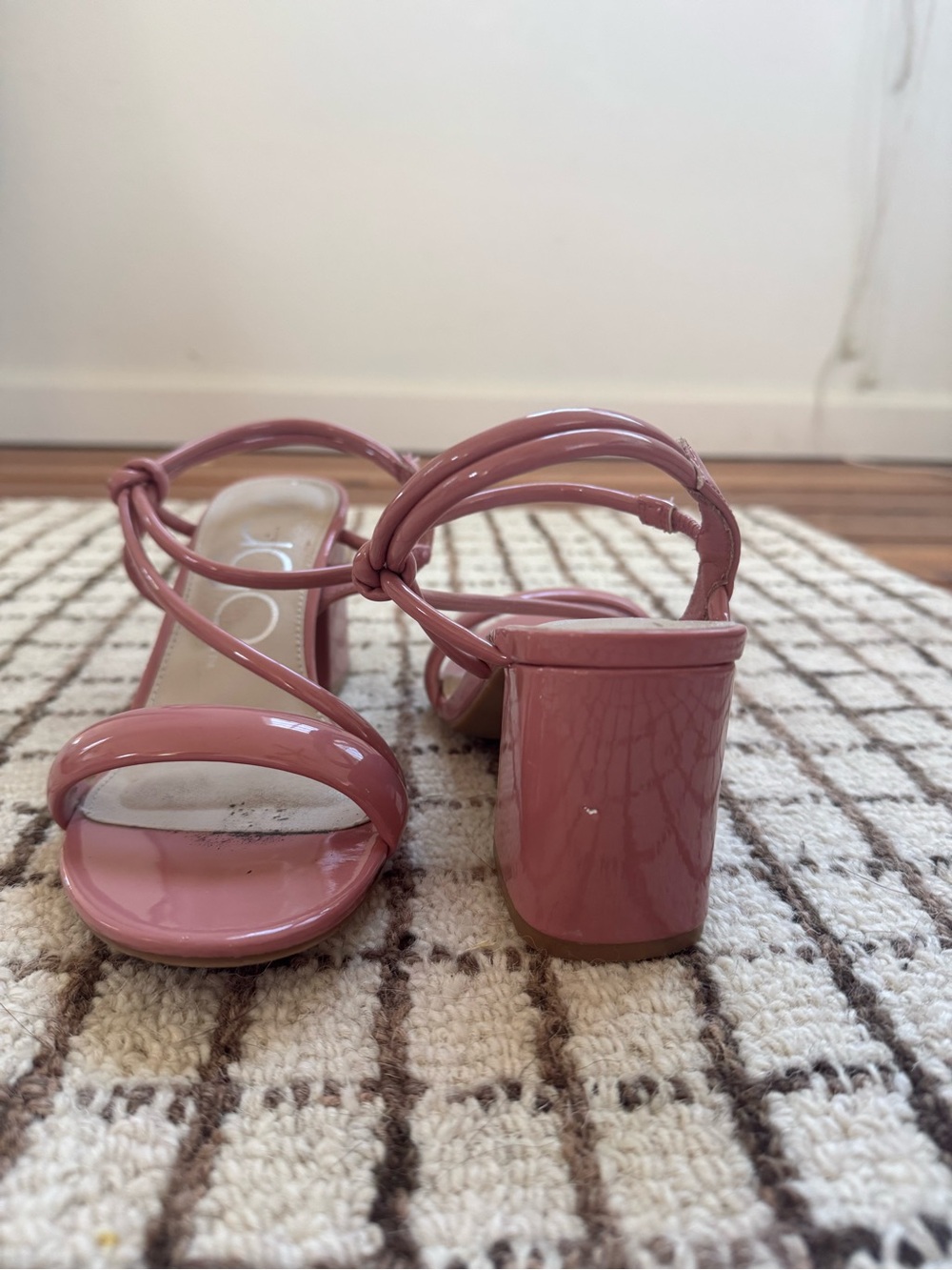Sugar Mauve Patent Block Heel Strappy Sandals